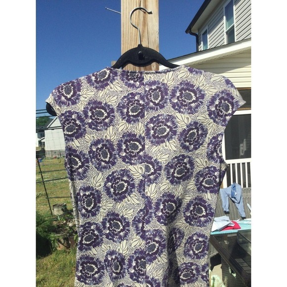 REI Women Mini Dress Size XS Grey Purple Surplice Neckline Floral Camping Hiking - Picture 8 of 10